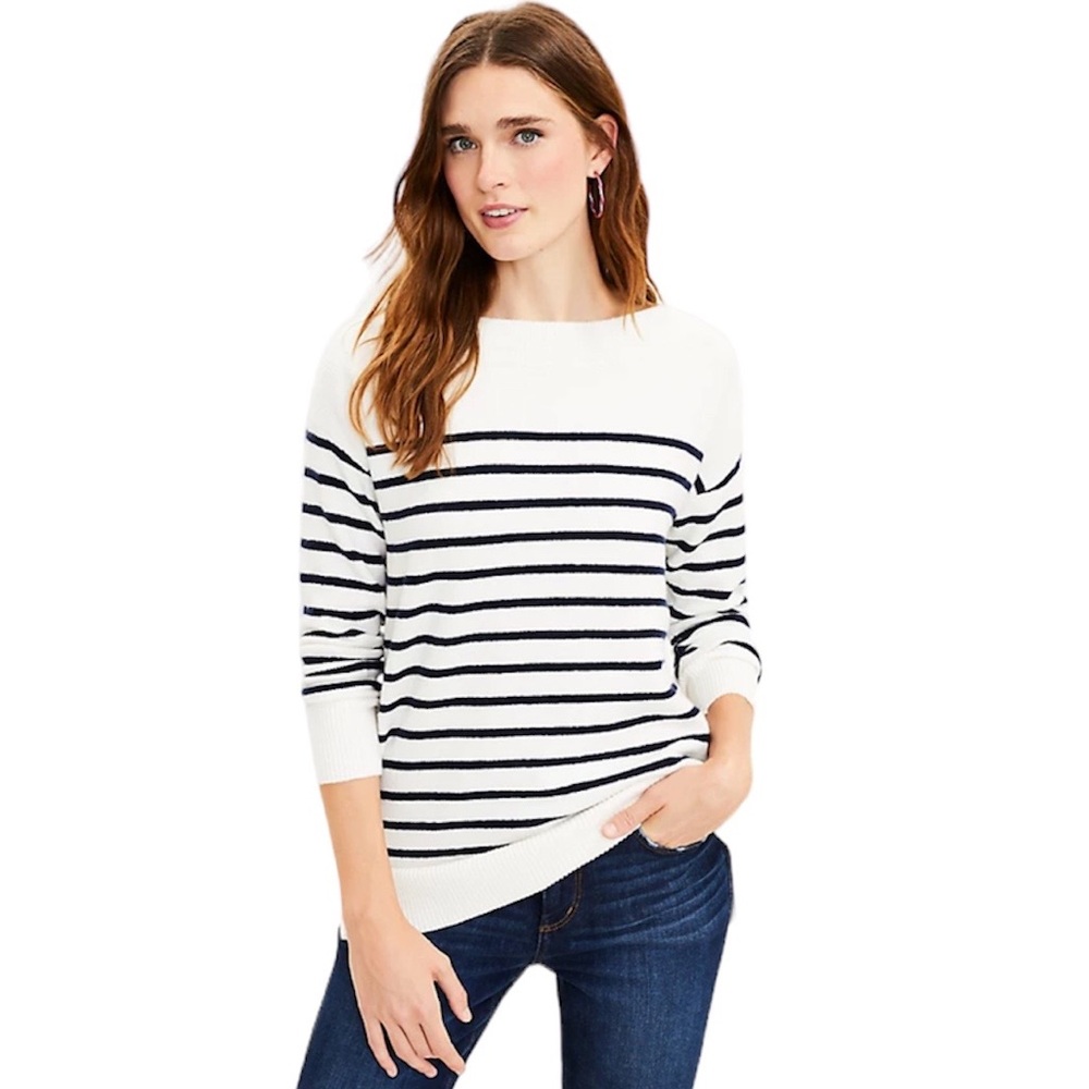 LOFT Long Sleeve Striped Modern Tunic Sweater